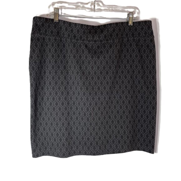 Style & Co. Pencil Skirt Size XL Black Charcoal Ponte Knit Geometric Pattern - Picture 1 of 7